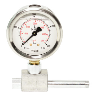 Manometer 400 bar with T piece